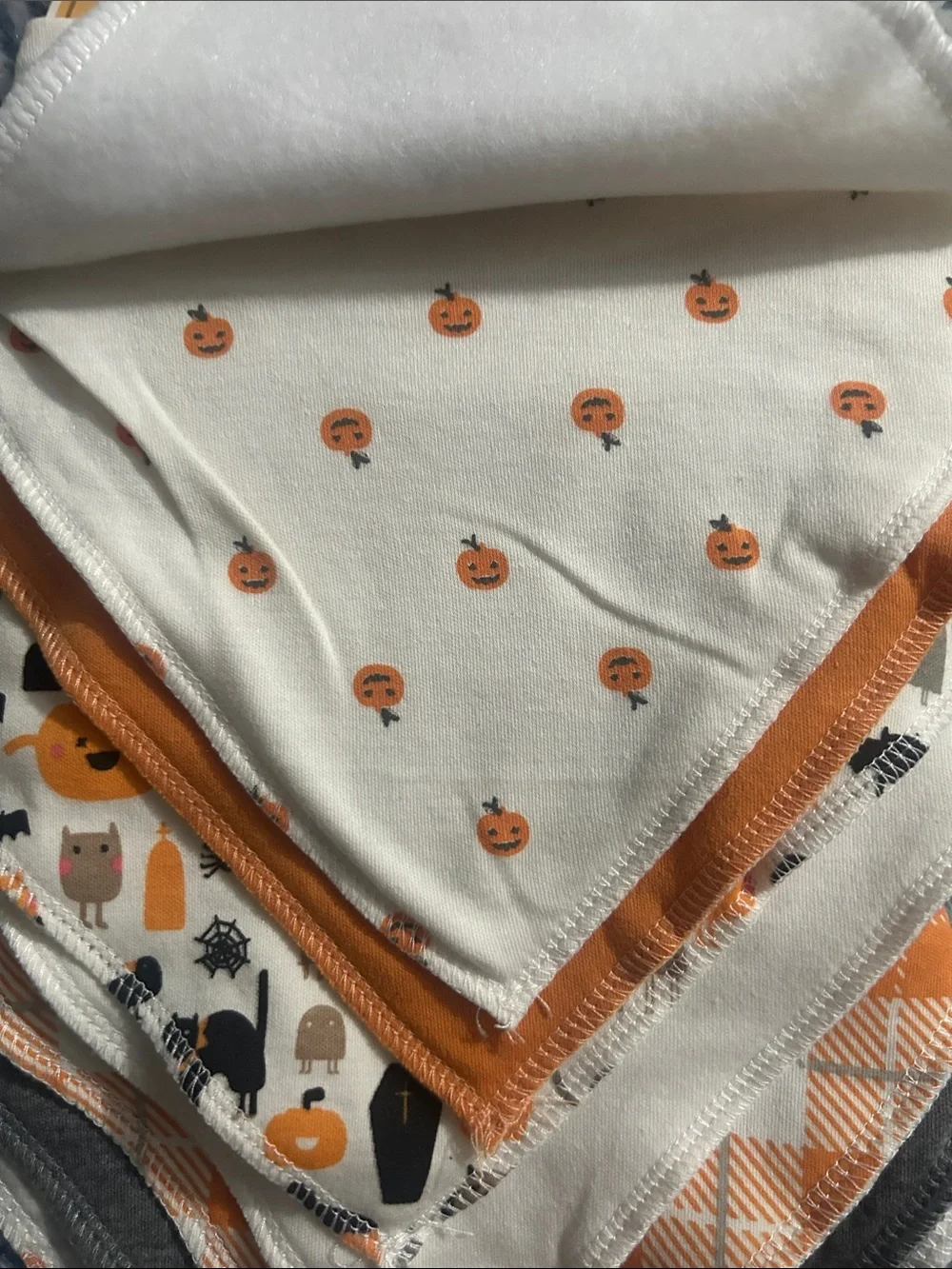 Modern Baby Orange & White Halloween Bandana Bib Set - 8 Pack